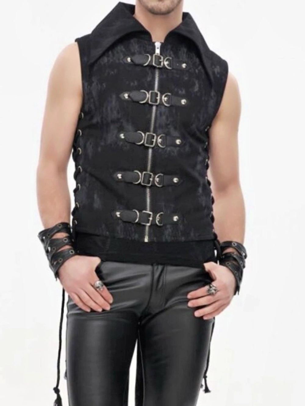 Dracolite Black Buckle Vest goth medieval large